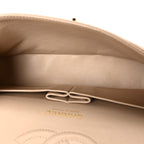 Caviar Quilted Medium Double Flap Beige Beige Clair