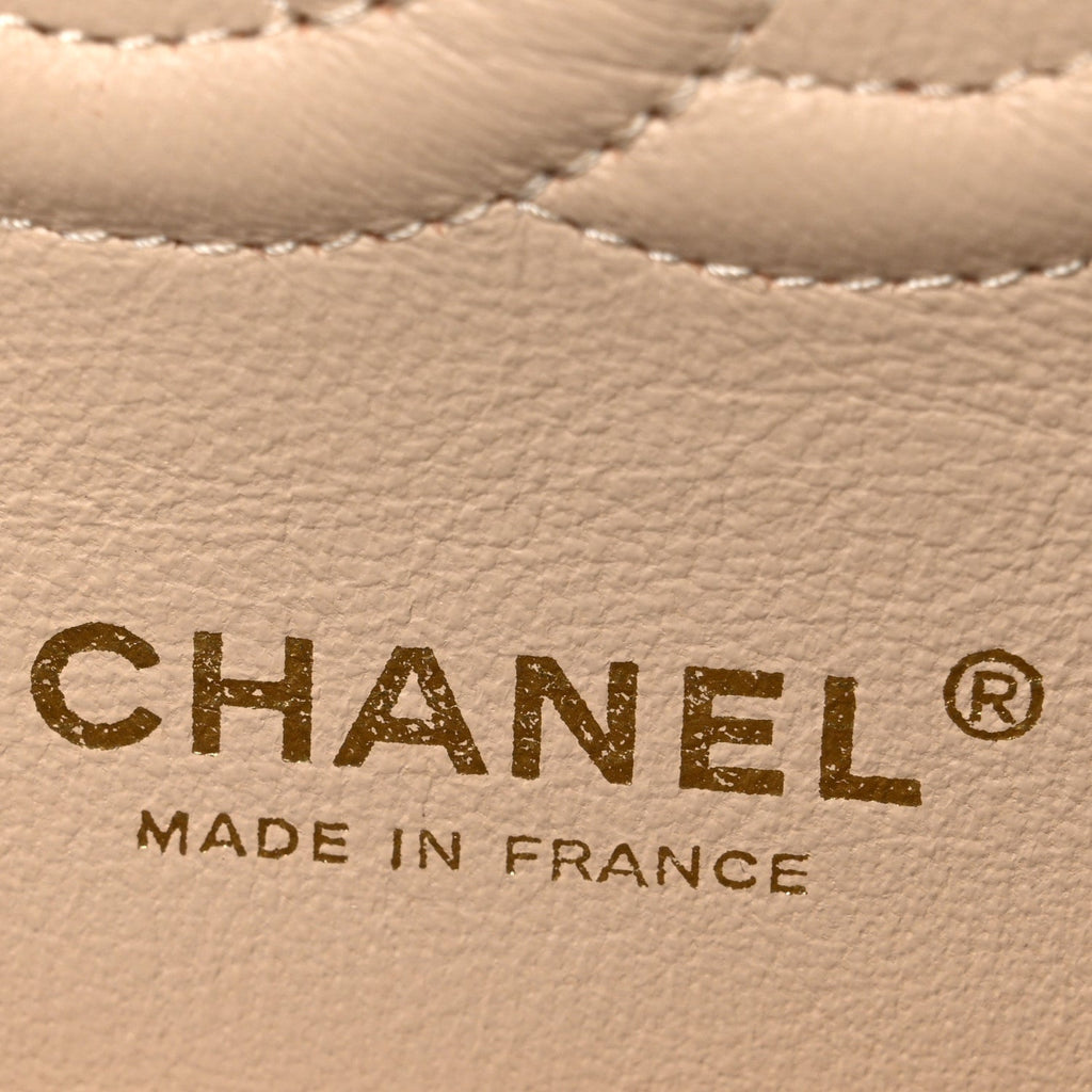 Caviar Quilted Medium Double Flap Beige Beige Clair