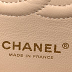 Caviar Quilted Medium Double Flap Beige Beige Clair