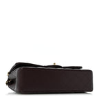 Caviar Quilted Medium Double Flap Dark Brown