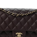 Caviar Quilted Medium Double Flap Dark Brown