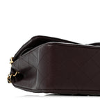 Caviar Quilted Medium Double Flap Dark Brown