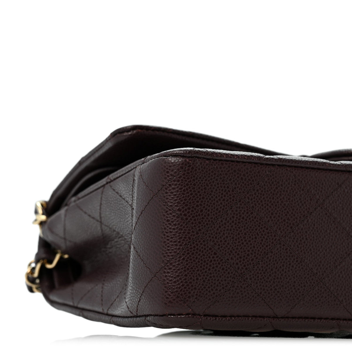 Caviar Quilted Medium Double Flap Dark Brown