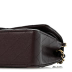 Caviar Quilted Medium Double Flap Dark Brown