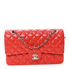 Caviar Quilted Medium Double Flap Red