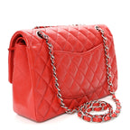 Caviar Quilted Medium Double Flap Red