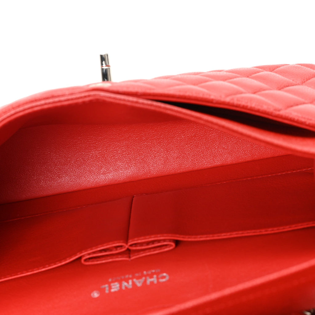 Caviar Quilted Medium Double Flap Red