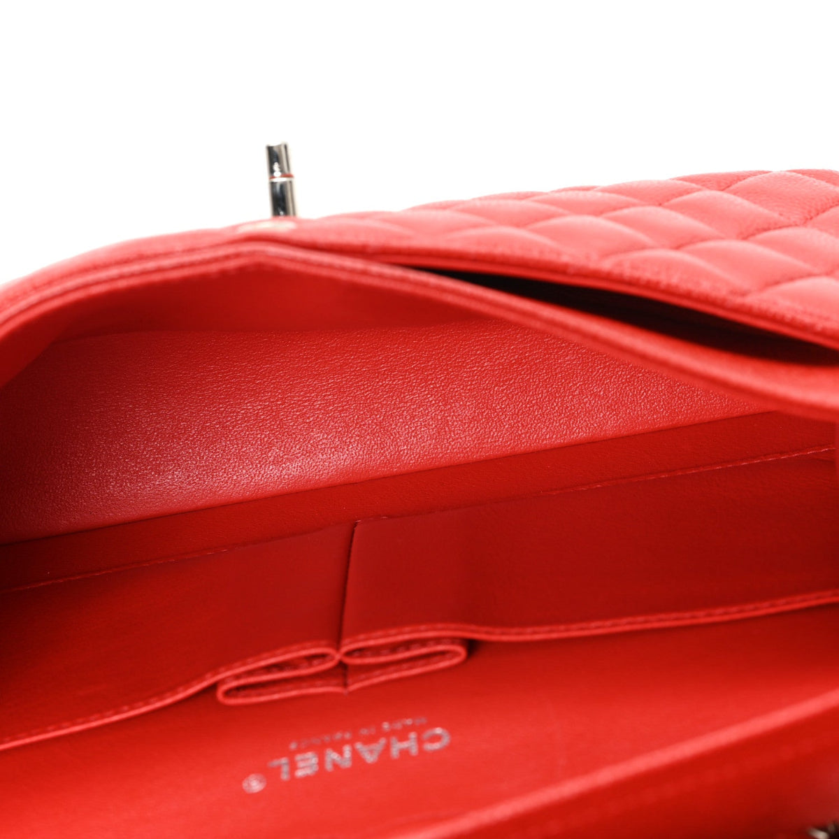 Caviar Quilted Medium Double Flap Red