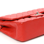 Caviar Quilted Medium Double Flap Red