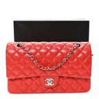 Caviar Quilted Medium Double Flap Red