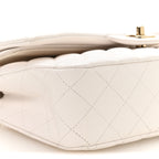 Caviar Quilted Medium Double Flap White