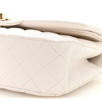 Caviar Quilted Medium Double Flap White