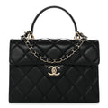 Caviar Quilted Medium Retro Twist Top Handle Flap Black