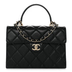 Caviar Quilted Medium Retro Twist Top Handle Flap Black