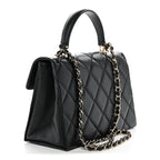 Caviar Quilted Medium Retro Twist Top Handle Flap Black