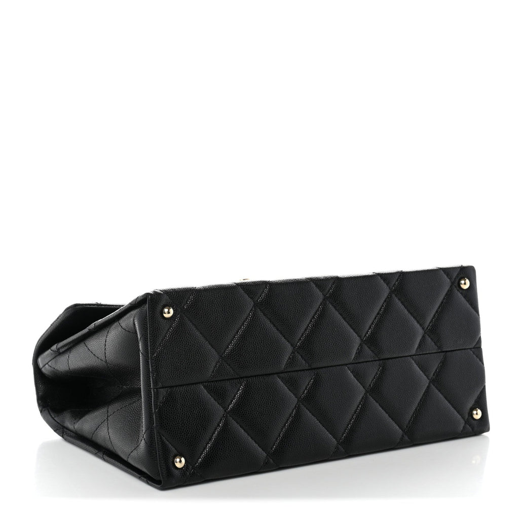 Caviar Quilted Medium Retro Twist Top Handle Flap Black