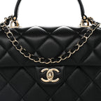 Caviar Quilted Medium Retro Twist Top Handle Flap Black