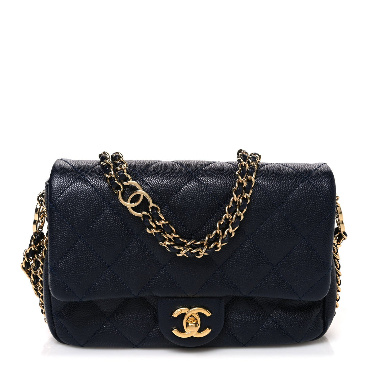 Caviar Quilted Mini CC You Flap Navy