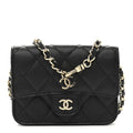 Caviar Quilted Mini Chain Belt Bag Black