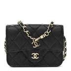 Caviar Quilted Mini Chain Belt Bag Black