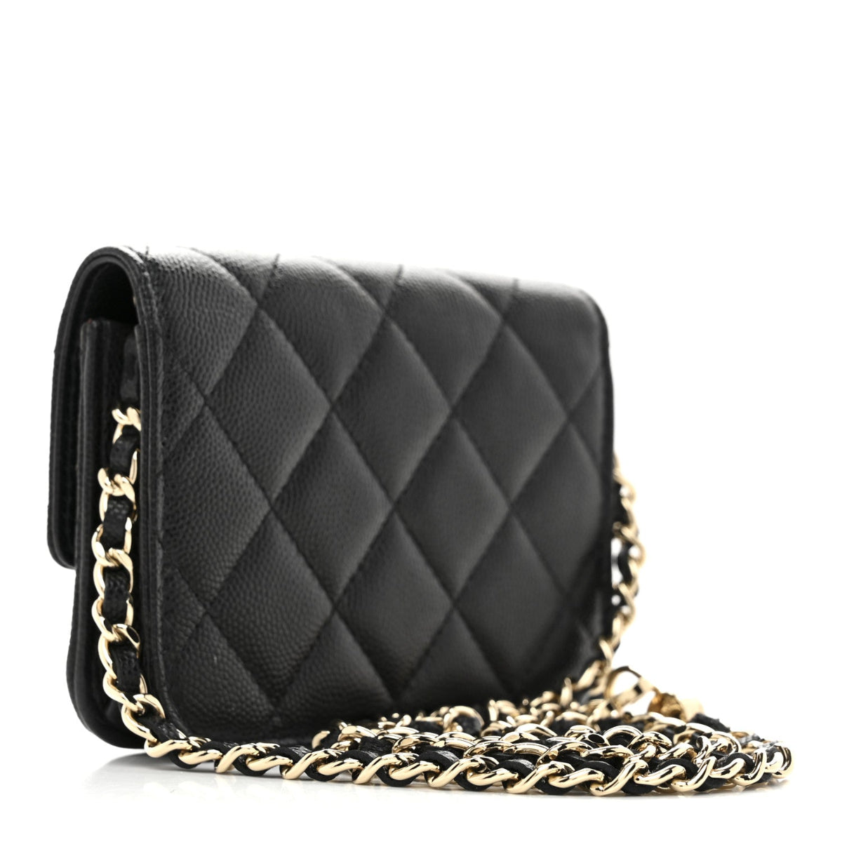 Caviar Quilted Mini Chain Belt Bag Black