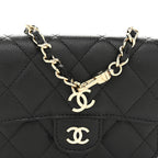 Caviar Quilted Mini Chain Belt Bag Black