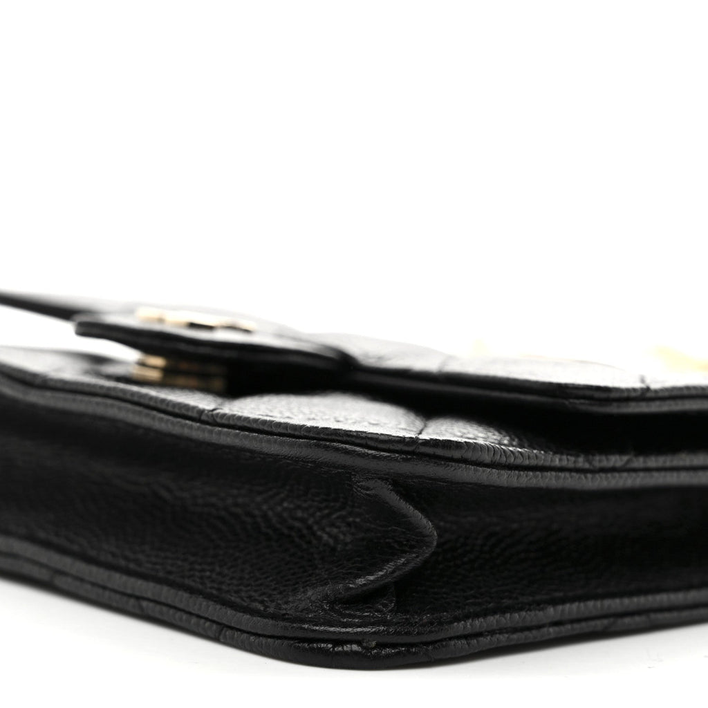 Caviar Quilted Mini Chain Belt Bag Black