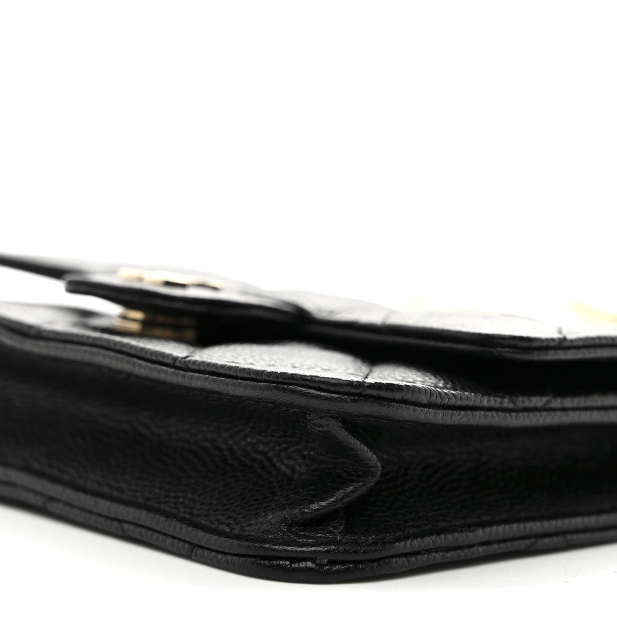 Caviar Quilted Mini Chain Belt Bag Black