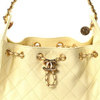 Caviar Quilted Mini Chanel 25 Handbag Light Yellow