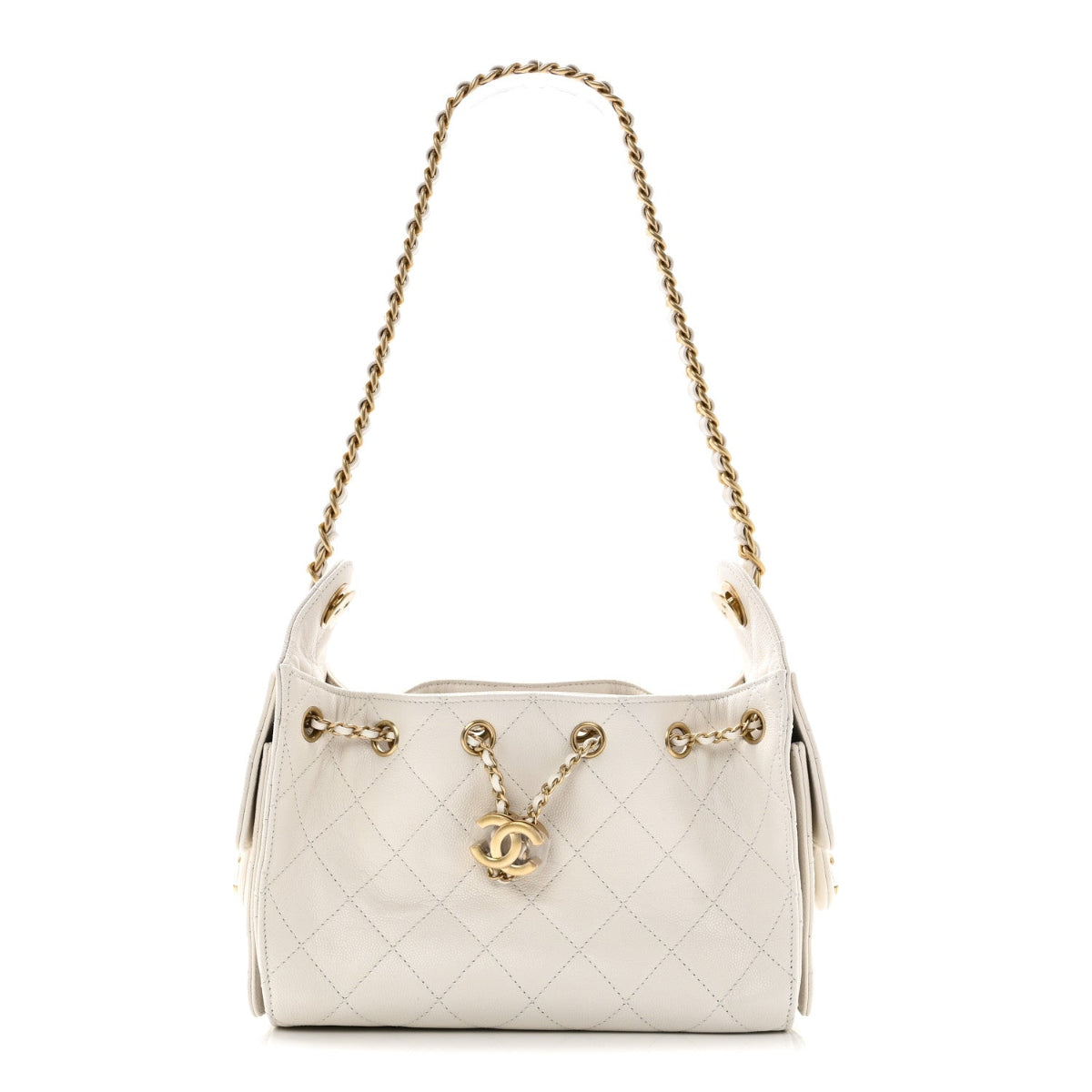 Caviar Quilted Mini Chanel 25 Handbag White