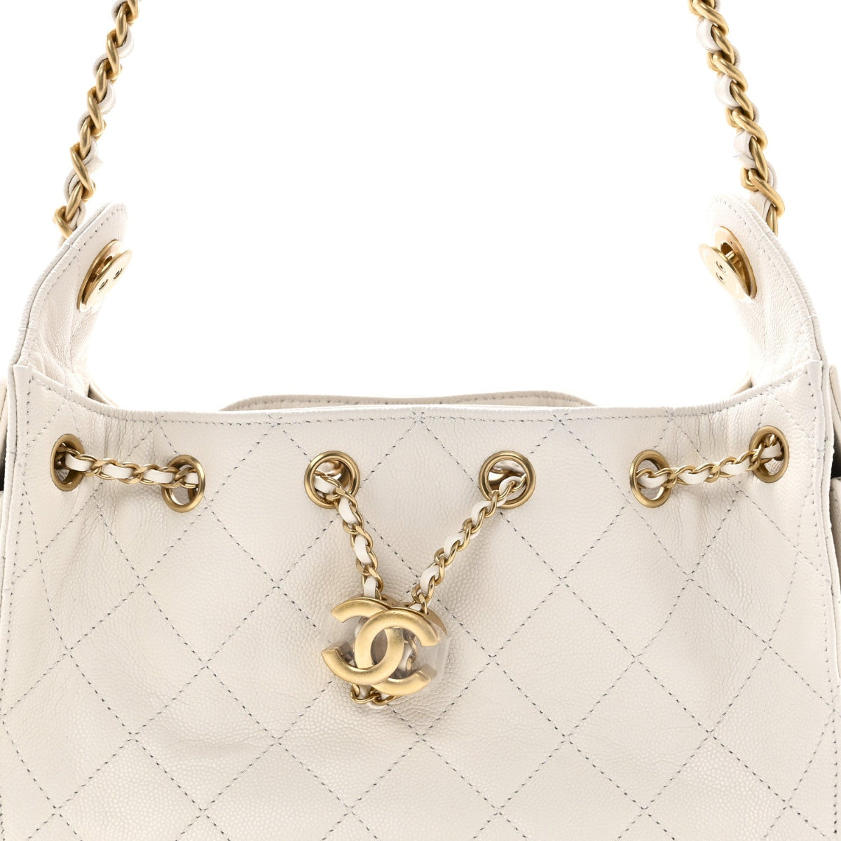 Caviar Quilted Mini Chanel 25 Handbag White