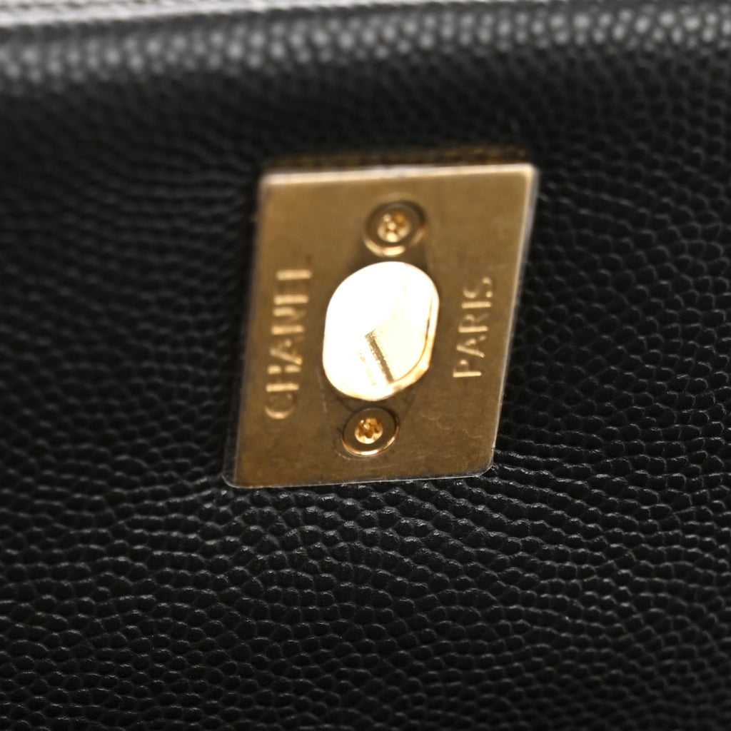 Caviar Quilted Mini Coco Handle Flap Black