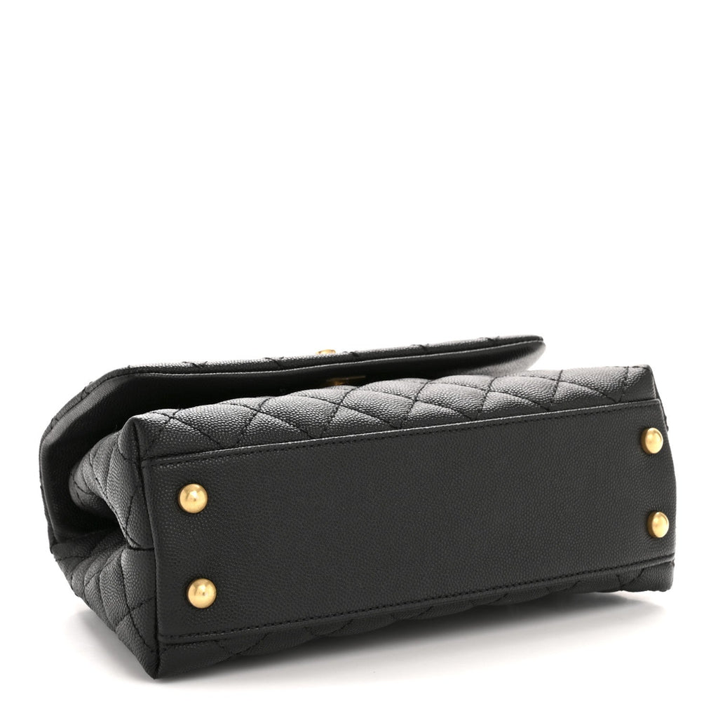 Caviar Quilted Mini Coco Handle Flap Black