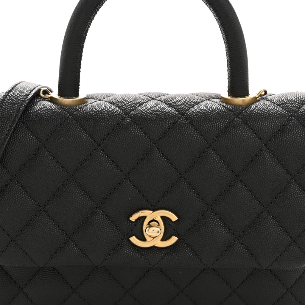 Caviar Quilted Mini Coco Handle Flap Black