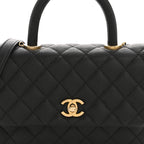 Caviar Quilted Mini Coco Handle Flap Black