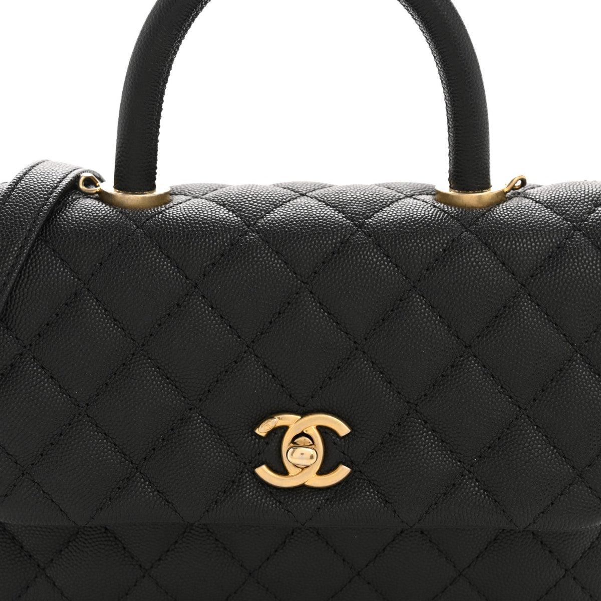 Caviar Quilted Mini Coco Handle Flap Black