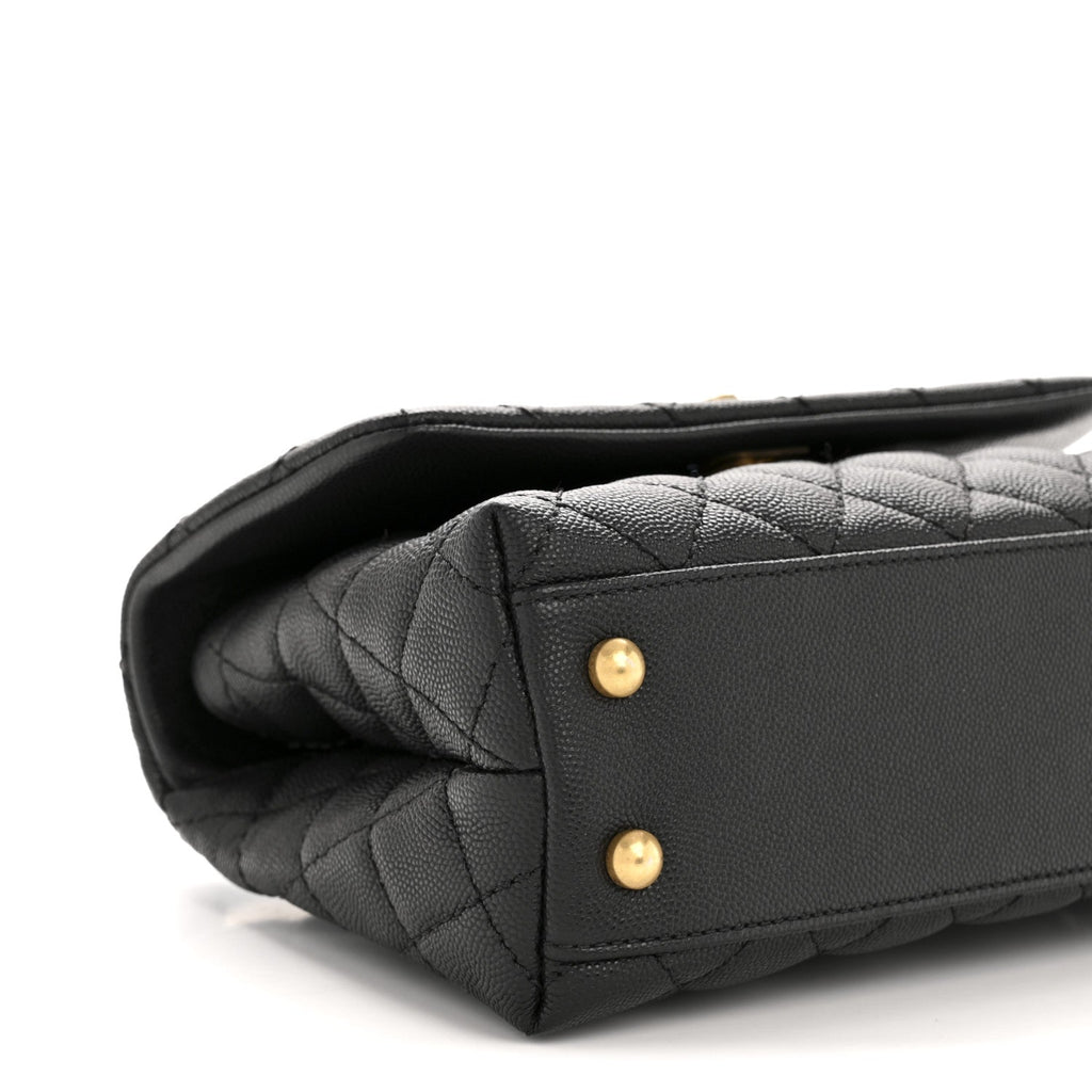 Caviar Quilted Mini Coco Handle Flap Black