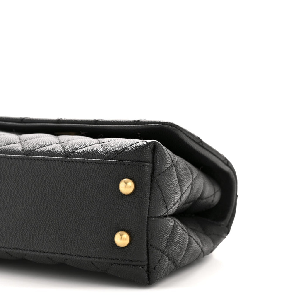 Caviar Quilted Mini Coco Handle Flap Black