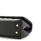 Caviar Quilted Mini Coco Handle Flap Black