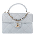Caviar Quilted Mini Retro Twist Top Handle Flap Light Blue