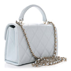 Caviar Quilted Mini Retro Twist Top Handle Flap Light Blue