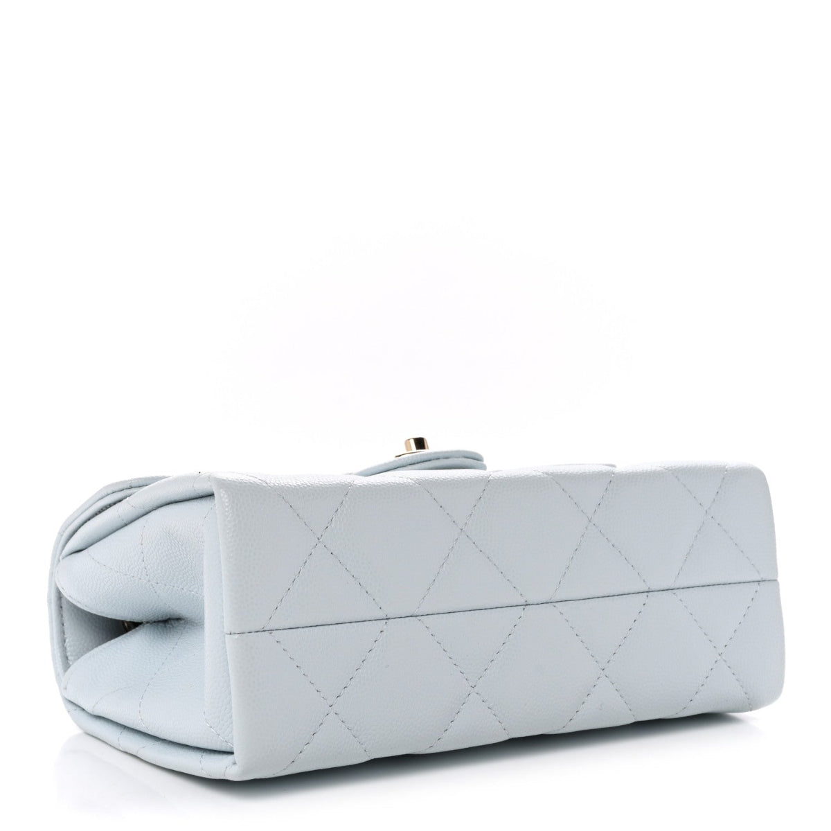 Caviar Quilted Mini Retro Twist Top Handle Flap Light Blue