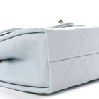 Caviar Quilted Mini Retro Twist Top Handle Flap Light Blue