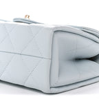 Caviar Quilted Mini Retro Twist Top Handle Flap Light Blue