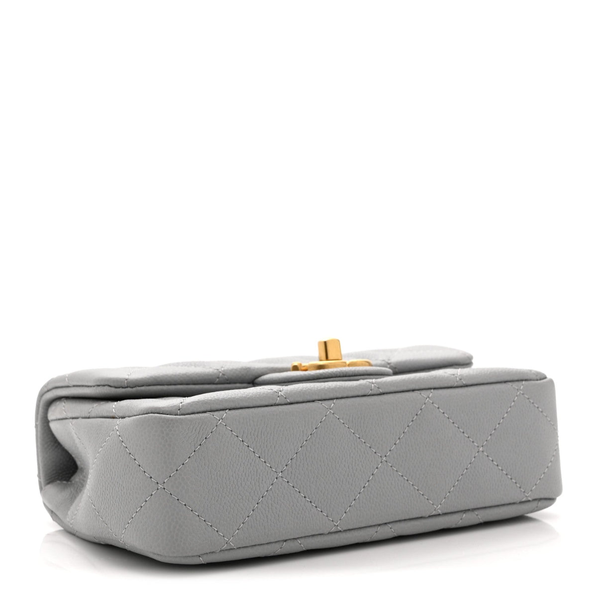 Caviar Quilted Mini Sweetheart Rectangular Flap Light Grey