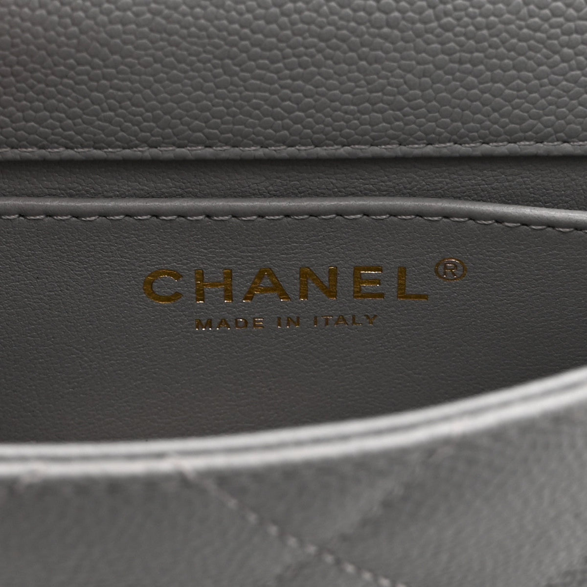 Caviar Quilted Mini Sweetheart Rectangular Flap Light Grey