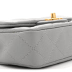 Caviar Quilted Mini Sweetheart Rectangular Flap Light Grey