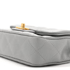 Caviar Quilted Mini Sweetheart Rectangular Flap Light Grey