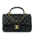 Caviar Quilted Mini Top Handle Rectangular Flap Black