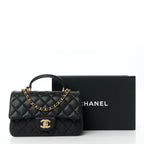 Caviar Quilted Mini Top Handle Rectangular Flap Black